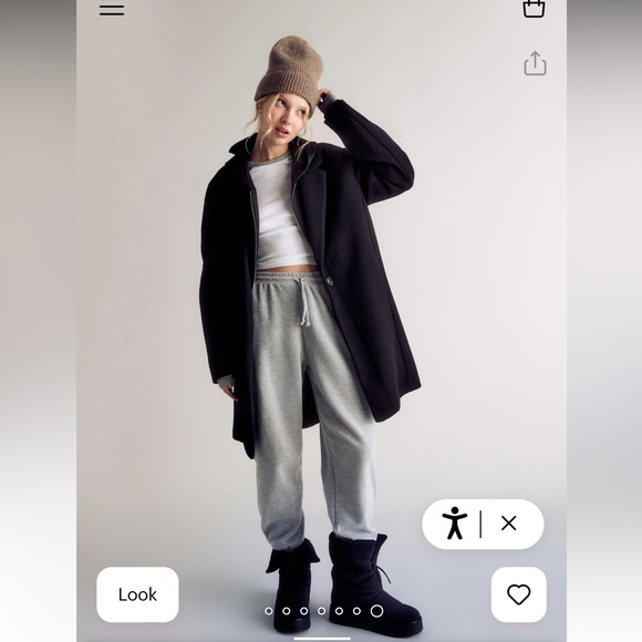 Pull&Bear Black Felt Texture Coat with button - Picture 4 of 4